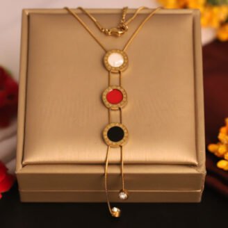 22k Gold Plated Premium Necklace with Multicolour Circular Charm