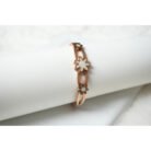 Rose Gold Floral Charm Bangle Bracelet