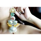 Long Dual Tone Stone Beads Drop Earrings