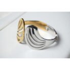 Dual Tone Cross Line Cuff Bracelet