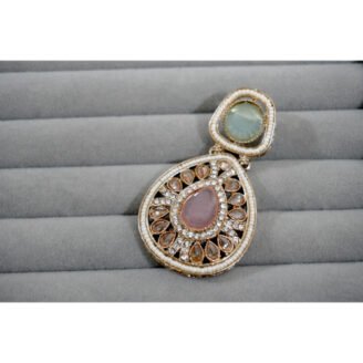 Dual Crystal Dangler Golden Earrings