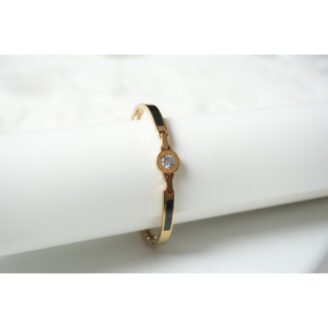 Rose Gold Black Enamel Bangle Bracelet