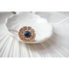 Blue Sapphire Gold Floral Ring