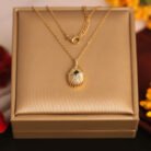 22k Gold Plated Chain Necklace with Sunburst Pendant