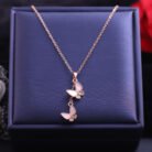 18k Rose Gold Plated Chain Necklace with Dual Butterfly Pendant