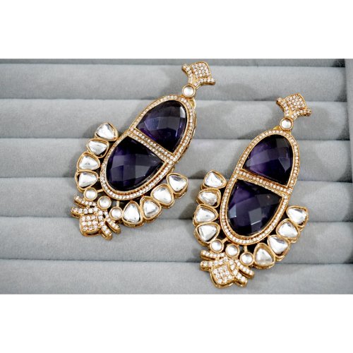 1XIhdNYbMgkwjiGAJnvIPBY8lZwju1lta.jpg Purple Stone Kundan Polki Earrings