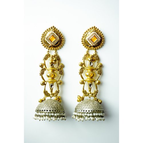 1XPp7Fn_ElcVfz5I05i8r8ScBRVWXQaWv.jpg Long Dual Tone Monalisa Stone Jhumka Earrings
