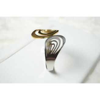 Two Toned Wavy Cutout Cuff Bracelet