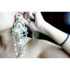Pink & Green Stone with Pearls Jhumka Earrings