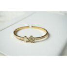 Gold Clover and MOP Rhinestone Bangle Bracelet