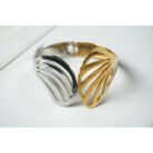 Dual Tone Cross Line Cuff Bracelet