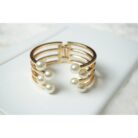 Gold White Pearl Cuff Bracelet
