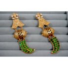 Meenakari Green Enemal Tiger Nail Earrings
