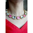 Pink & White Stoned Moissanite Kundan Necklace Set