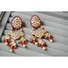 Pink Beaded Kundan Earrings
