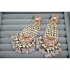 Pink Beads & Pearls Studded Kundan Passa Earrings