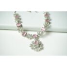 Pink Silver AD Necklace Set