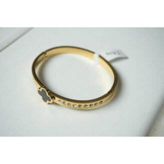 Gold Black Clover Bangle Bracelet
