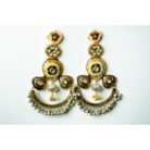 Long Dual Tone Multi-Color Pearl Stone Earrings