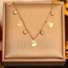 22k Gold Plated Spiral Hearts & Small Zirconia Chain Necklace
