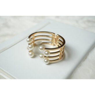 Gold White Pearl Cuff Bracelet
