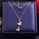 18k Rose Gold Plated Chain Necklace with Dual Butterfly Pendant