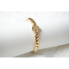 Gold Diamond CloverMotif Bangle Bracelet