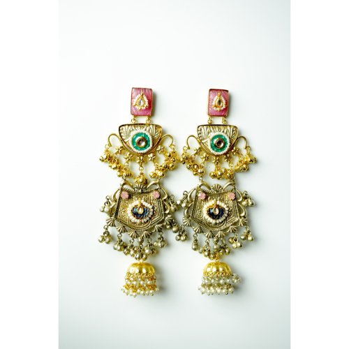 1bZKv5jKMhUsRTHWbWT45lm5EuCkFwhMm.jpg Long Dual Tone Multi Color Jhumka Earrings