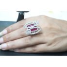 Pink Sapphire & Diamond Cluster Ring