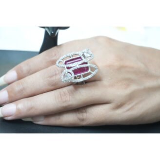 Pink Sapphire & Diamond Cluster Ring