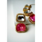 Pink & White Stoned Moissanite Kundan Necklace Set