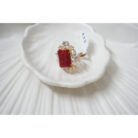 Red Square Floral Kundan Ring