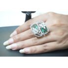 Green Square Floral AD Ring