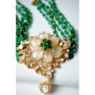 Emerald Polki Pearl Choker Necklace Set
