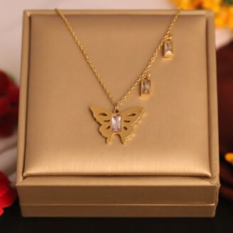 22k Gold Plated Butterfly Chain Necklace