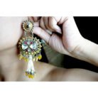 Yellow Beaded & Pearl Tassel Kundan Earrings