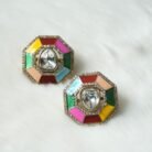 Multi Color Enamel Kundan Stud Earrings