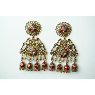 Multi Color Meenakari Kundan Earrings