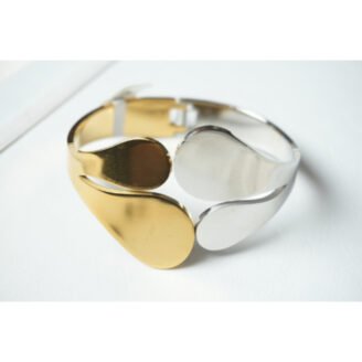 Dual Tone Petal Cuff Bracelet