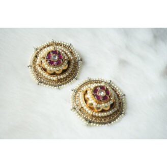 Pink Jadau Kundan Earrings