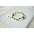 Gold White Clover Motif Bangle Bracelet