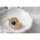 Blue Sapphire Gold Floral Ring