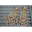 Pink Beads & Pearls Studded Kundan Passa Earrings