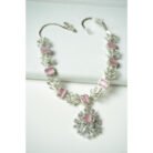 Pink Silver AD Necklace Set