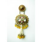 Yellow Beaded & Pearl Tassel Kundan Earrings