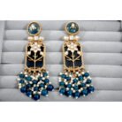 Blue & Black Meenakari Kundan Dangler Earrings