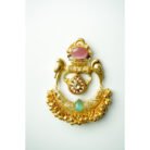 Pink & Green Chandbali Bird Motif Earrings
