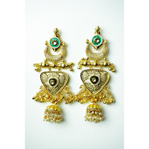 1gsoXl2syXpZsXJAS6C5C-6Ok4wE7DDEa.jpg Green Enamel & Pearl Jhumka Earrings