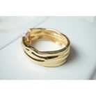 Gold Ribbed Wavy Cuff Bracelet