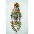 Pink & Green Stone with Pearls Jhumka Earrings